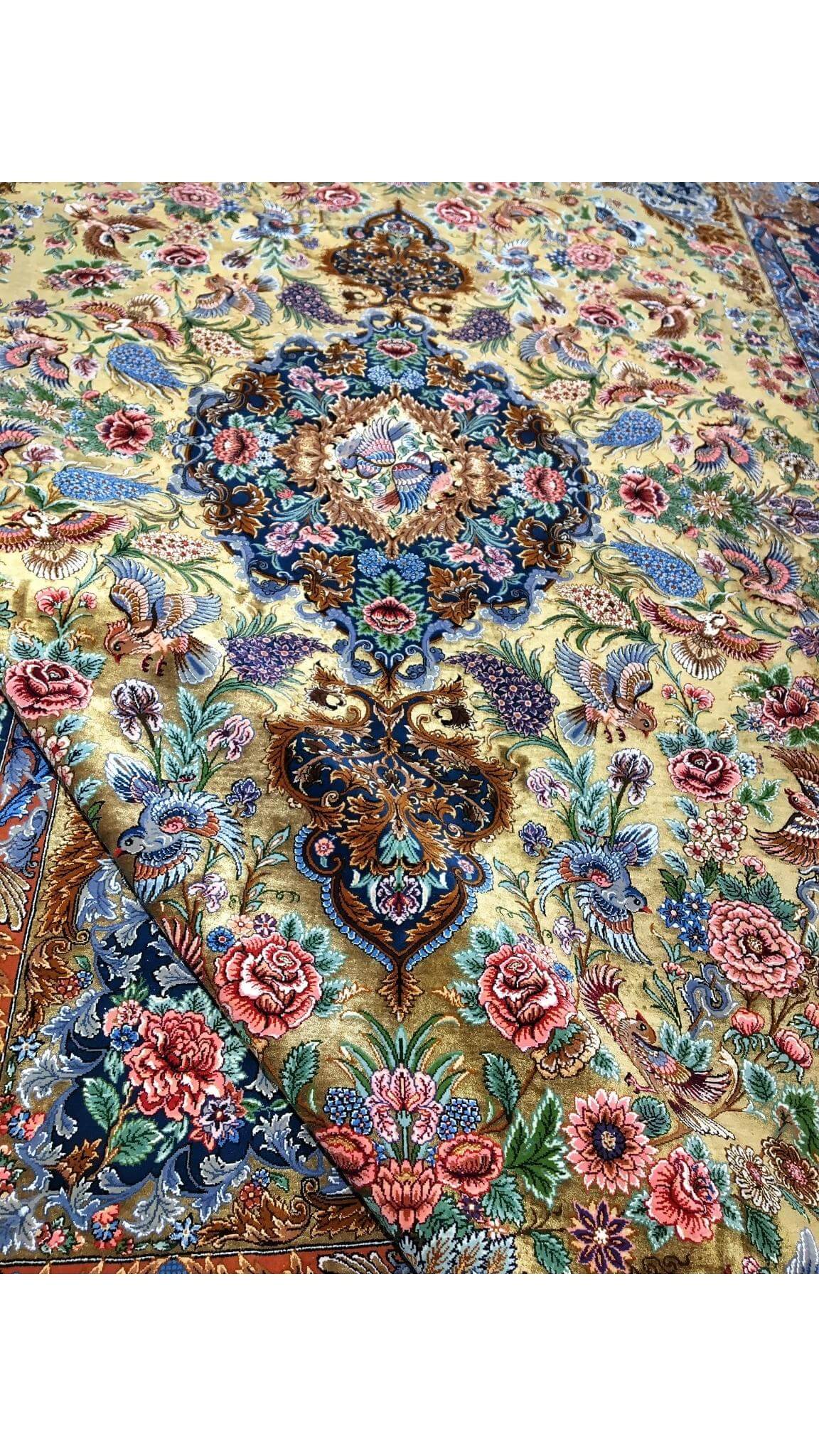 "Unique Isfahan Persian rug with central medallion and rich details."
